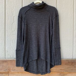 Free People turtle neck split back sweatshirt top
